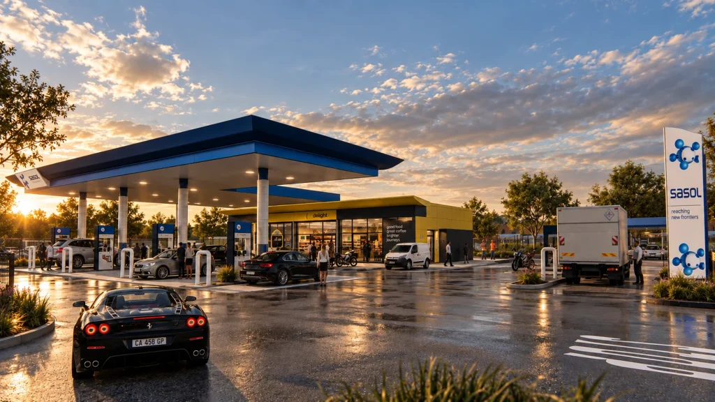 Sasol Filling Station — forecourt, fuel canopy and convenience store