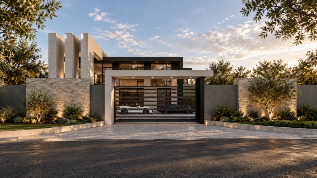 The Bryanston Grand Residence — street elevation and landscaped entrance