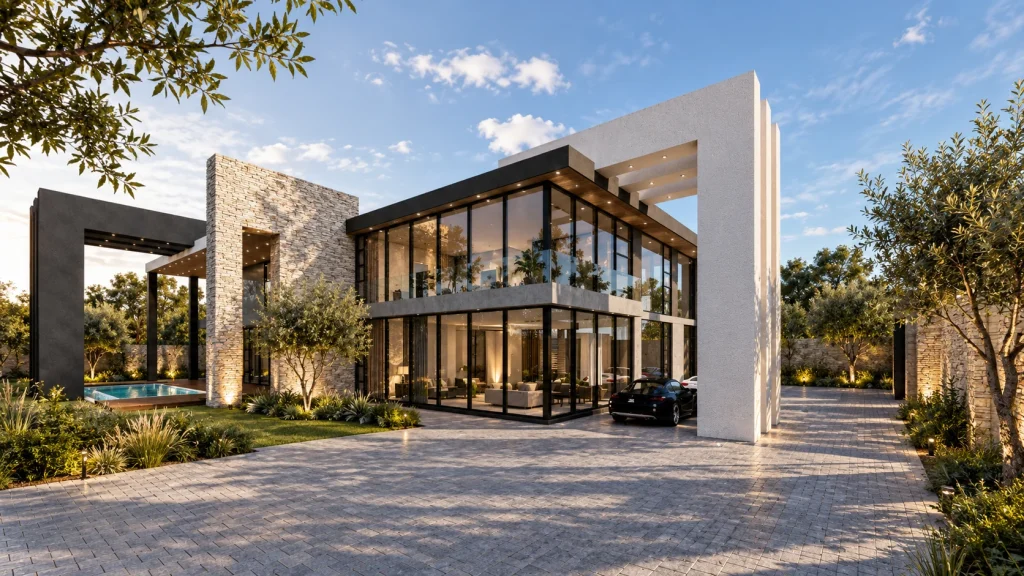 The Bryanston Grand Residence — contemporary stone and glass architecture
