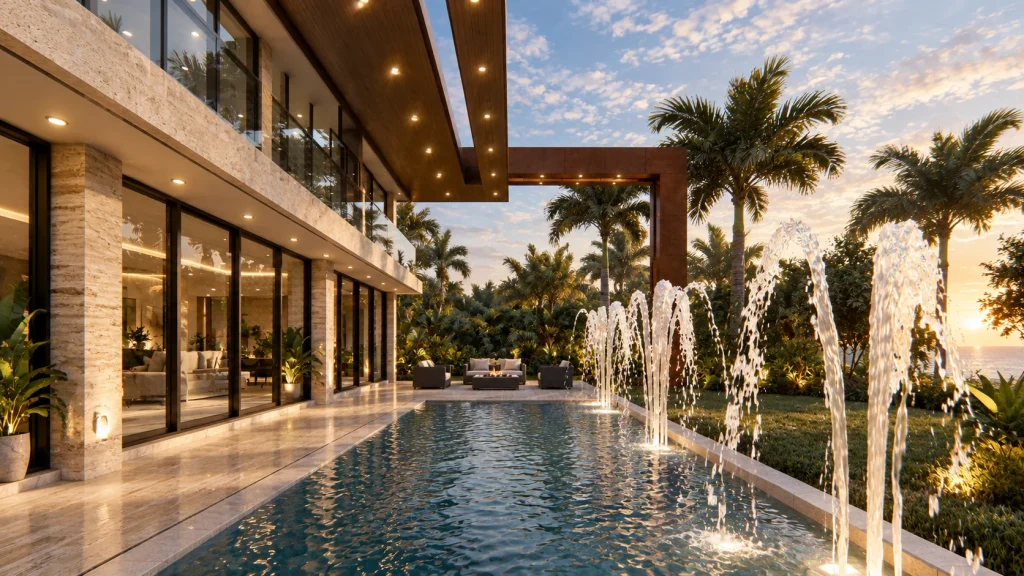 The Grey Residence — pool and glazed living spaces