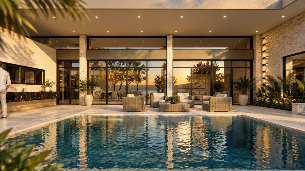 The Pretoria Courtyard Residence — glazed living spaces around the central pool