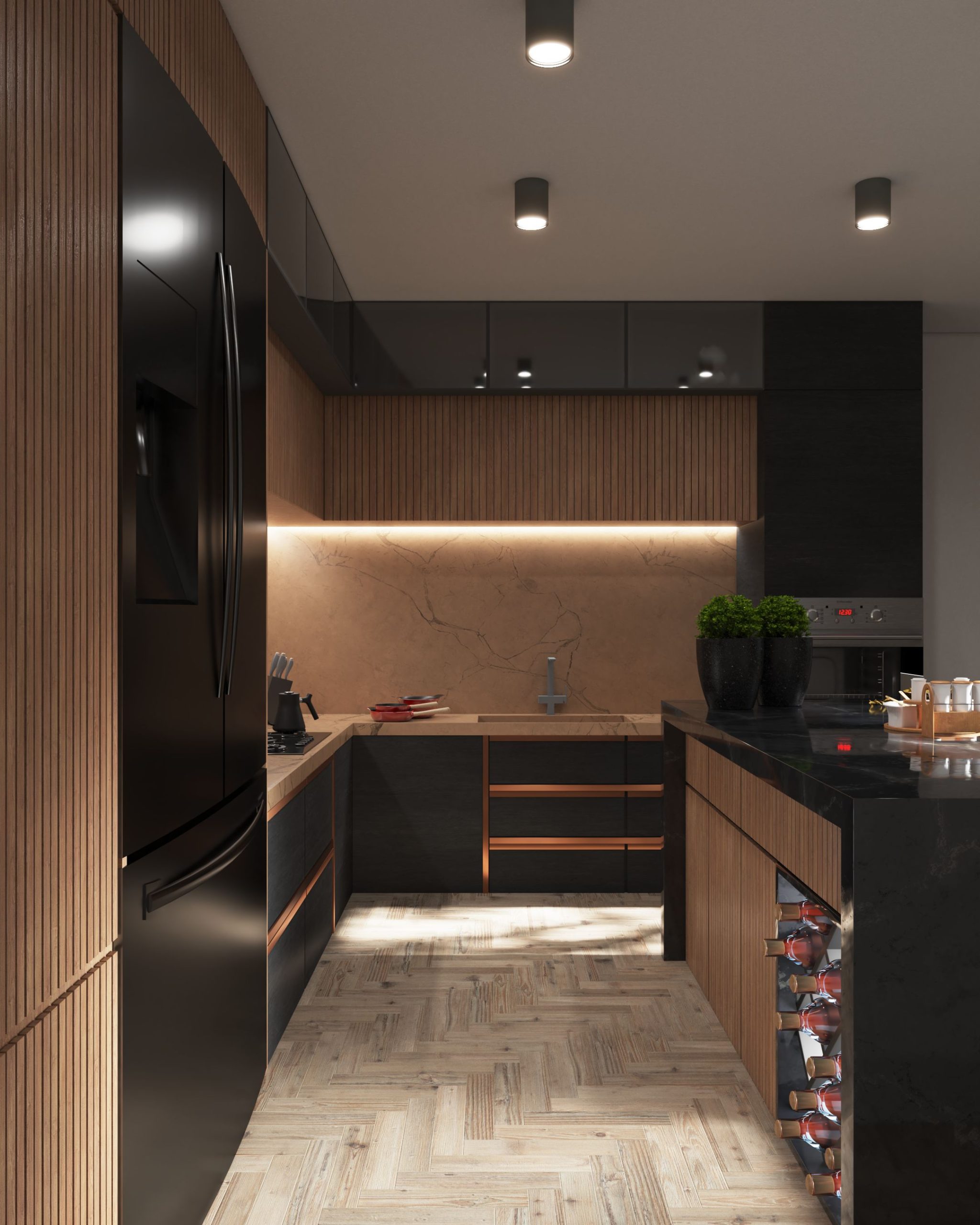 Contemporary interior showing materials, light and space
