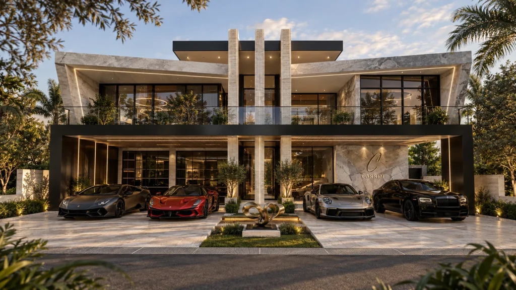 The Carrim Residence — street-facing entrance and vehicle gallery